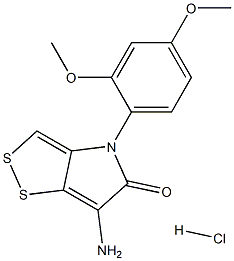 6-amino-4-(2,4-dimethoxyphenyl)-[1,2]dithiolo[4,3-b]pyrrol-5(4H)-one hydrochloride Struktur