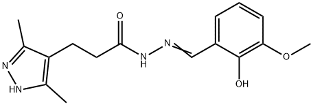 (E)-3-(3,5-dimethyl-1H-pyrazol-4-yl)-N'-(2-hydroxy-3-methoxybenzylidene)propanehydrazide Structure