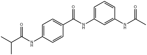 N-[3-(acetylamino)phenyl]-4-[(2-methylpropanoyl)amino]benzamide Struktur