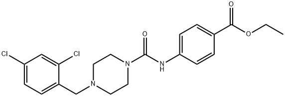 ethyl 4-(4-(2,4-dichlorobenzyl)piperazine-1-carboxamido)benzoate Struktur