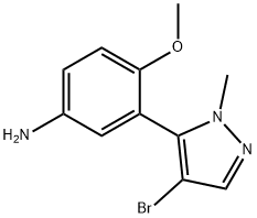 Benzenamine, 3-(4-bromo-1-methyl-1H-pyrazol-5-yl)-4-methoxy-
 Struktur