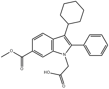 2-(3-Cyclohexyl-6-(methoxycarbonyl)-2-phenyl-1H-indol-1-yl)acetic acid Struktur