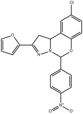 9-chloro-2-(2-furyl)-5-{4-nitrophenyl}-1,10b-dihydropyrazolo[1,5-c][1,3]benzoxazine 結(jié)構(gòu)式