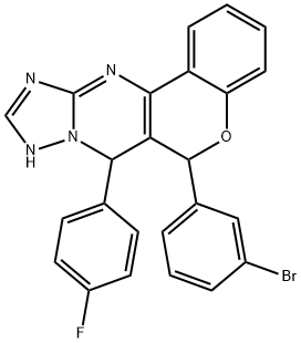 6-(3-bromophenyl)-7-(4-fluorophenyl)-7,9-dihydro-6H-chromeno[4,3-d][1,2,4]triazolo[1,5-a]pyrimidine Struktur