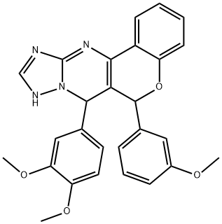 7-(3,4-dimethoxyphenyl)-6-(3-methoxyphenyl)-7,9-dihydro-6H-chromeno[4,3-d][1,2,4]triazolo[1,5-a]pyrimidine Struktur