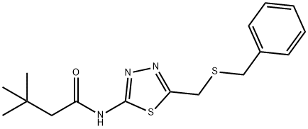 N-{5-[(benzylsulfanyl)methyl]-1,3,4-thiadiazol-2-yl}-3,3-dimethylbutanamide Struktur