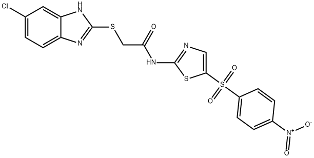 2-[(5-chloro-1H-benzimidazol-2-yl)sulfanyl]-N-{5-[(4-nitrophenyl)sulfonyl]-1,3-thiazol-2-yl}acetamide Struktur
