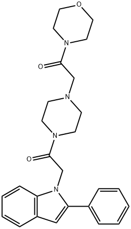 1-(morpholin-4-yl)-2-{4-[(2-phenyl-1H-indol-1-yl)acetyl]piperazin-1-yl}ethanone Struktur