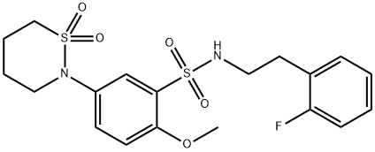 5-(1,1-dioxido-1,2-thiazinan-2-yl)-N-[2-(2-fluorophenyl)ethyl]-2-methoxybenzenesulfonamide Struktur