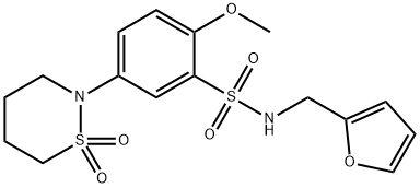 5-(1,1-dioxido-1,2-thiazinan-2-yl)-N-(furan-2-ylmethyl)-2-methoxybenzenesulfonamide Struktur