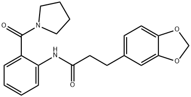 3-(1,3-benzodioxol-5-yl)-N-[2-(1-pyrrolidinylcarbonyl)phenyl]propanamide Struktur