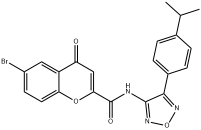 6-bromo-4-oxo-N-{4-[4-(propan-2-yl)phenyl]-1,2,5-oxadiazol-3-yl}-4H-chromene-2-carboxamide Struktur