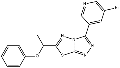 3-(5-bromopyridin-3-yl)-6-(1-phenoxyethyl)[1,2,4]triazolo[3,4-b][1,3,4]thiadiazole Struktur