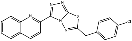 2-[6-(4-chlorobenzyl)[1,2,4]triazolo[3,4-b][1,3,4]thiadiazol-3-yl]quinoline Struktur