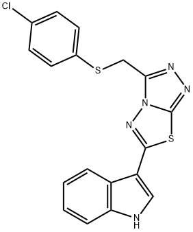 3-(3-{[(4-chlorophenyl)sulfanyl]methyl}[1,2,4]triazolo[3,4-b][1,3,4]thiadiazol-6-yl)-1H-indole Struktur