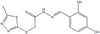 (E)-N'-(2,4-dihydroxybenzylidene)-2-((5-methyl-1,3,4-thiadiazol-2-yl)thio)acetohydrazide Struktur