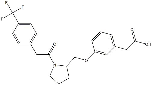 2-(3-((1-(2-(4-(trifluoromethyl)phenyl)acetyl)pyrrolidin-2-yl)methoxy)phenyl)acetic acid Struktur
