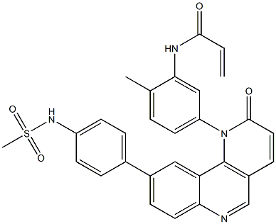 N-{5-[9-(4-Methanesulfonylamino-phenyl)-2-oxo-2H-benzo[h][1,6]naphthyridin-1-yl]-2-methyl-phenyl}-acrylamide Struktur