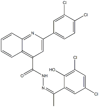 (Z)-N'-(1-(3,5-dichloro-2-hydroxyphenyl)ethylidene)-2-(3,4-dichlorophenyl)quinoline-4-carbohydrazide Struktur
