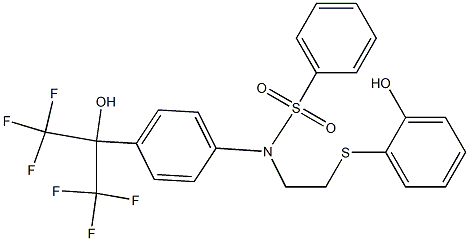 N-(4-(1,1,1,3,3,3-hexafluoro-2-hydroxypropan-2-yl)phenyl)-N-(2-(2-hydroxyphenylthio)ethyl)benzenesulfonamide Struktur