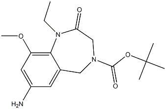 tert-butyl 7-amino-1-ethyl-9-methoxy-2-oxo-2,3-dihydro-1H-benzo[e][1,4]diazepine-4(5H)-carboxylate Struktur