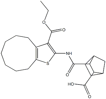 3-((3-(ethoxycarbonyl)-5,6,7,8,9,10-hexahydro-4H-cyclonona[b]thiophen-2-yl)carbamoyl)bicyclo[2.2.1]heptane-2-carboxylic acid Structure