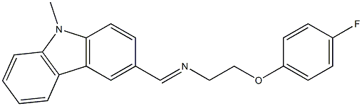 (E)-2-(4-fluorophenoxy)-N-((9-methyl-9H-carbazol-3-yl)methylene)ethanamine Struktur