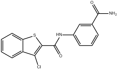 N-[3-(aminocarbonyl)phenyl]-3-chloro-1-benzothiophene-2-carboxamide Struktur