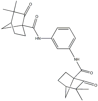 N-(3-{[(3,3-dimethyl-2-oxobicyclo[2.2.1]hept-1-yl)carbonyl]amino}phenyl)-3,3-dimethyl-2-oxobicyclo[2.2.1]heptane-1-carboxamide Struktur