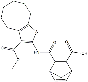 3-({[3-(methoxycarbonyl)-4,5,6,7,8,9-hexahydrocycloocta[b]thien-2-yl]amino}carbonyl)bicyclo[2.2.1]hept-5-ene-2-carboxylic acid Struktur
