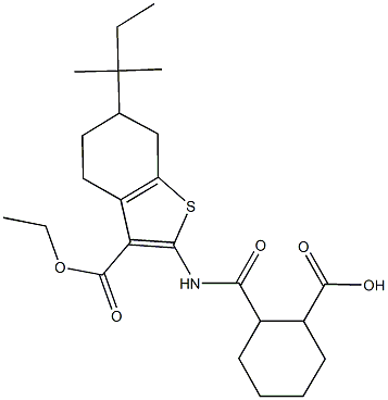 2-({[3-(ethoxycarbonyl)-6-tert-pentyl-4,5,6,7-tetrahydro-1-benzothien-2-yl]amino}carbonyl)cyclohexanecarboxylic acid Struktur