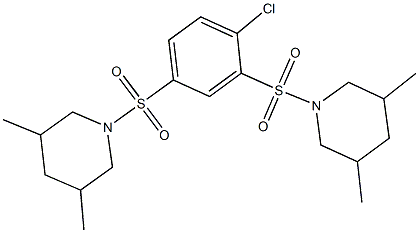 1-({2-chloro-5-[(3,5-dimethylpiperidin-1-yl)sulfonyl]phenyl}sulfonyl)-3,5-dimethylpiperidine Struktur