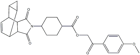 2-(4-methoxyphenyl)-2-oxoethyl 4-(3,5-dioxo-4-azatetracyclo[5.3.2.0~2,6~.0~8,10~]dodec-11-en-4-yl)cyclohexanecarboxylate Struktur
