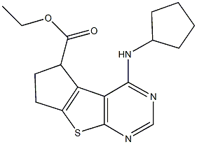 ethyl 4-(cyclopentylamino)-6,7-dihydro-5H-cyclopenta[4,5]thieno[2,3-d]pyrimidine-5-carboxylate Struktur