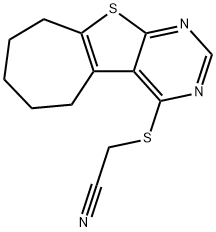 (6,7,8,9-tetrahydro-5H-cyclohepta[4,5]thieno[2,3-d]pyrimidin-4-ylsulfanyl)acetonitrile Struktur