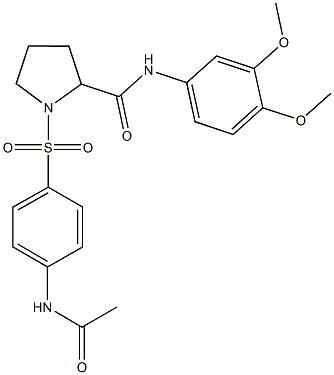 1-{[4-(acetylamino)phenyl]sulfonyl}-N-(3,4-dimethoxyphenyl)-2-pyrrolidinecarboxamide Struktur