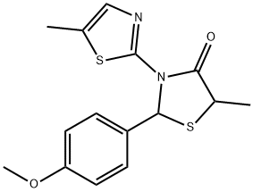 2-(4-methoxyphenyl)-5-methyl-3-(5-methyl-1,3-thiazol-2-yl)-1,3-thiazolidin-4-one Struktur