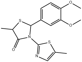 2-(3,4-dimethoxyphenyl)-5-methyl-3-(5-methyl-1,3-thiazol-2-yl)-1,3-thiazolidin-4-one Struktur