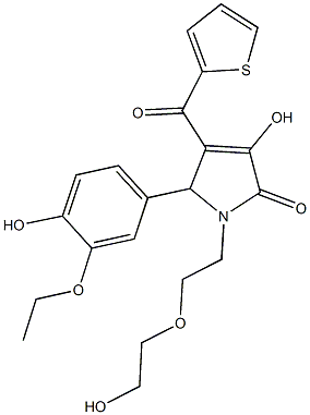 5-(3-ethoxy-4-hydroxyphenyl)-3-hydroxy-1-[2-(2-hydroxyethoxy)ethyl]-4-(2-thienylcarbonyl)-1,5-dihydro-2H-pyrrol-2-one Struktur