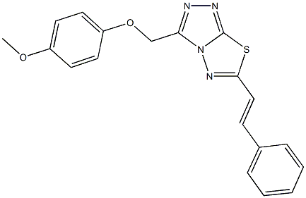 3-[(4-methoxyphenoxy)methyl]-6-(2-phenylvinyl)[1,2,4]triazolo[3,4-b][1,3,4]thiadiazole Struktur