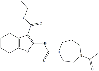 ethyl 2-{[(4-acetyl-1,4-diazepan-1-yl)carbothioyl]amino}-4,5,6,7-tetrahydro-1-benzothiophene-3-carboxylate Struktur