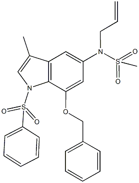 N-allyl-N-[7-(benzyloxy)-3-methyl-1-(phenylsulfonyl)-1H-indol-5-yl]methanesulfonamide Struktur