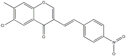 6-chloro-3-(2-{4-nitrophenyl}vinyl)-7-methyl-4H-chromen-4-one Struktur