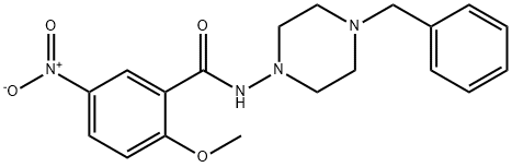 N-(4-benzyl-1-piperazinyl)-5-nitro-2-methoxybenzamide Struktur