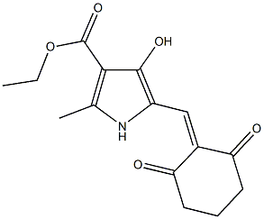 ethyl 5-[(2,6-dioxocyclohexylidene)methyl]-4-hydroxy-2-methyl-1H-pyrrole-3-carboxylate Struktur
