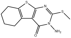 3-amino-2-(methylsulfanyl)-5,6,7,8-tetrahydro[1]benzothieno[2,3-d]pyrimidin-4(3H)-one Struktur