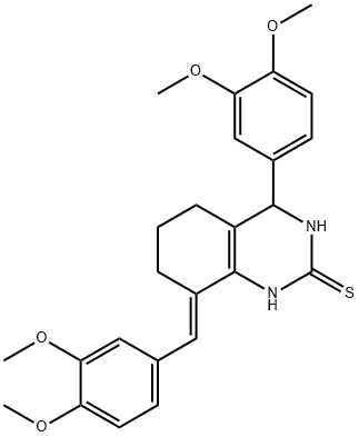 8-(3,4-dimethoxybenzylidene)-4-(3,4-dimethoxyphenyl)-3,4,5,6,7,8-hexahydro-2(1H)-quinazolinethione Struktur