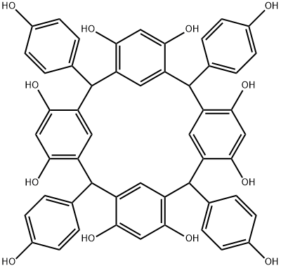 2,8,14,20-tetrakis(4-hydroxyphenyl)pentacyclo[19.3.1.1~3,7~.1~9,13~.1~15,19~]octacosa-1(25),3(28),4,6,9(27),10,12,15(26),16,18,21,23-dodecaene-4,6,10,12,16,18,22,24-octol Struktur