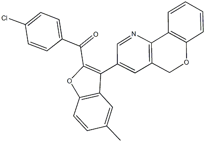 (4-chlorophenyl)[3-(5H-chromeno[4,3-b]pyridin-3-yl)-5-methyl-1-benzofuran-2-yl]methanone Struktur