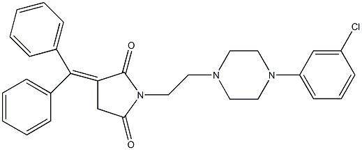 1-{2-[4-(3-chlorophenyl)-1-piperazinyl]ethyl}-3-(diphenylmethylene)-2,5-pyrrolidinedione Struktur
